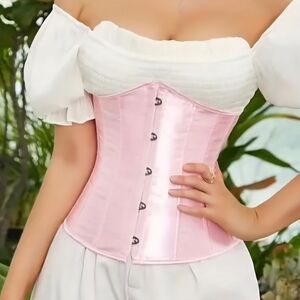 Medieval Fairy Renn Pink Satin Boned Lace-Up Corset S-L